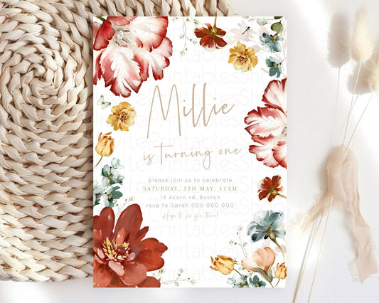 Editable Floral Butterfly Birthday Invitation Butterfly Flower Birthday Invi