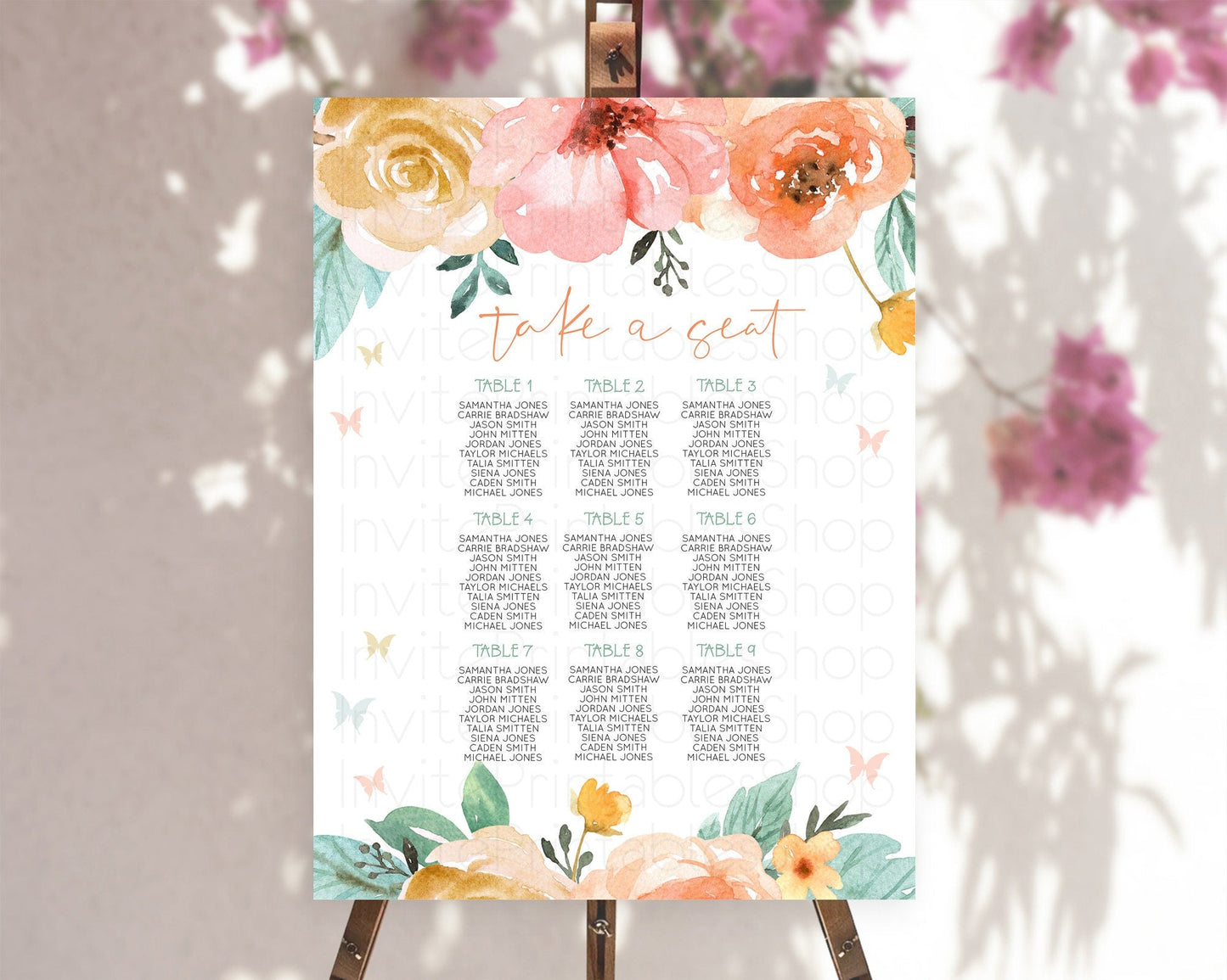 Secret Garden Seating Chart Wildflower Seating Chart Pastel Flowers Seating Chart Enchanted Garden Boho Floral Take A Seat Decor D10347