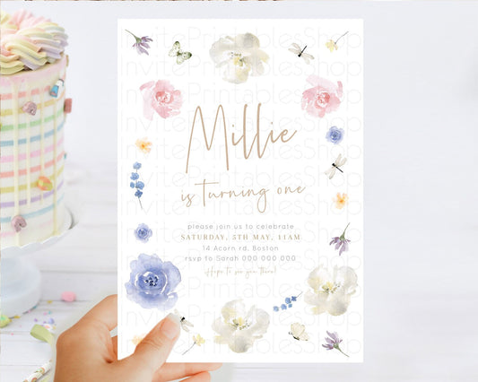 Editable Floral Butterfly Birthday Invitation Butterfly Flower Birthday Invi