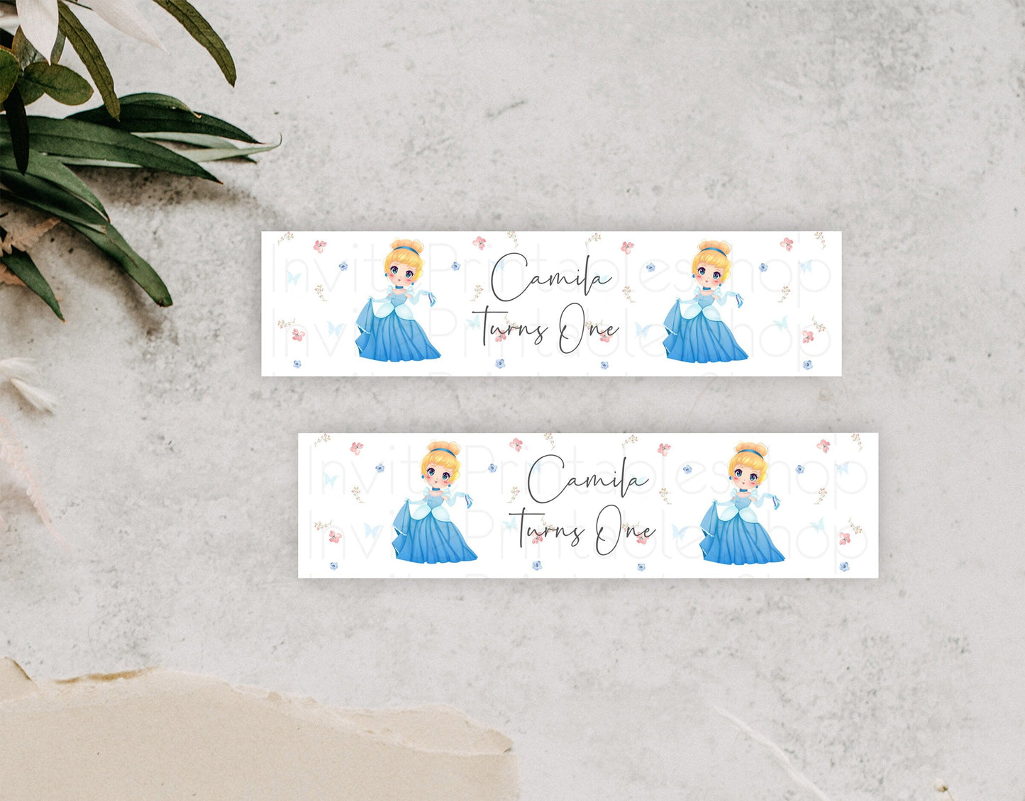 Princess Water Label Template Secret Garden Enchanted Castle Pastel Floral Royal Party Decor For 1st Birthday Baptism Baby Shower D10354