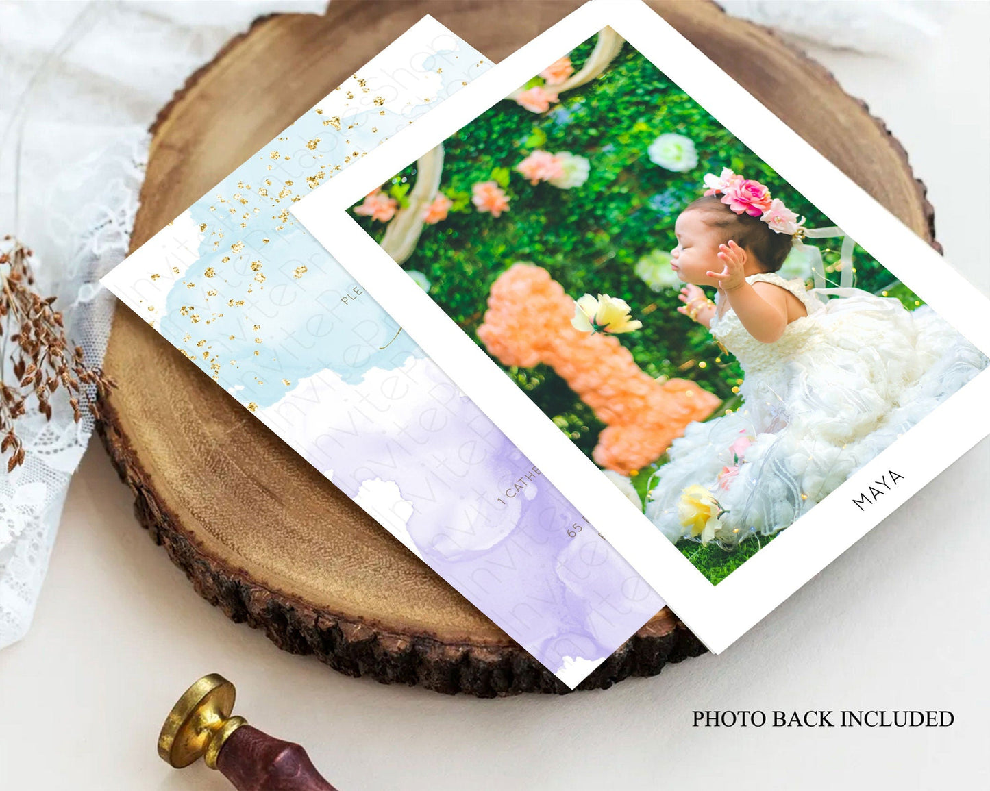 Pastel Baptism Invitation Pastel Colors Watercolor Baptism 1st Birthday Party Gold Ombre Pastel Rainbow Christening Holy Communion D10206