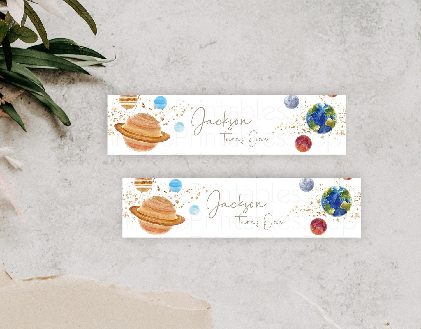 Space Water Label Template Space Adventure Party Decor First Trip Around the Sun Planets Solar System Birthday Baptism Baby Shower D10598
