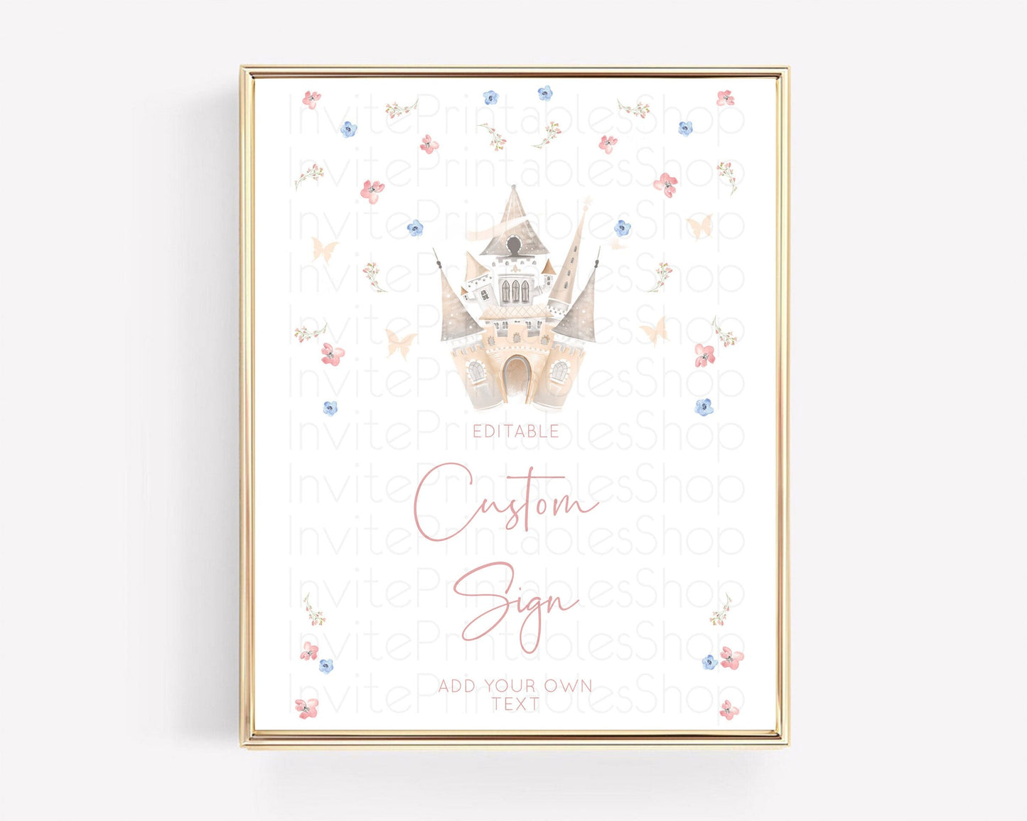 Princess Party Table Sign Decor Secret Garden Enchanted Castle Pastel Floral Royal Party For 1st Birthday Baptism Baby Shower D10364