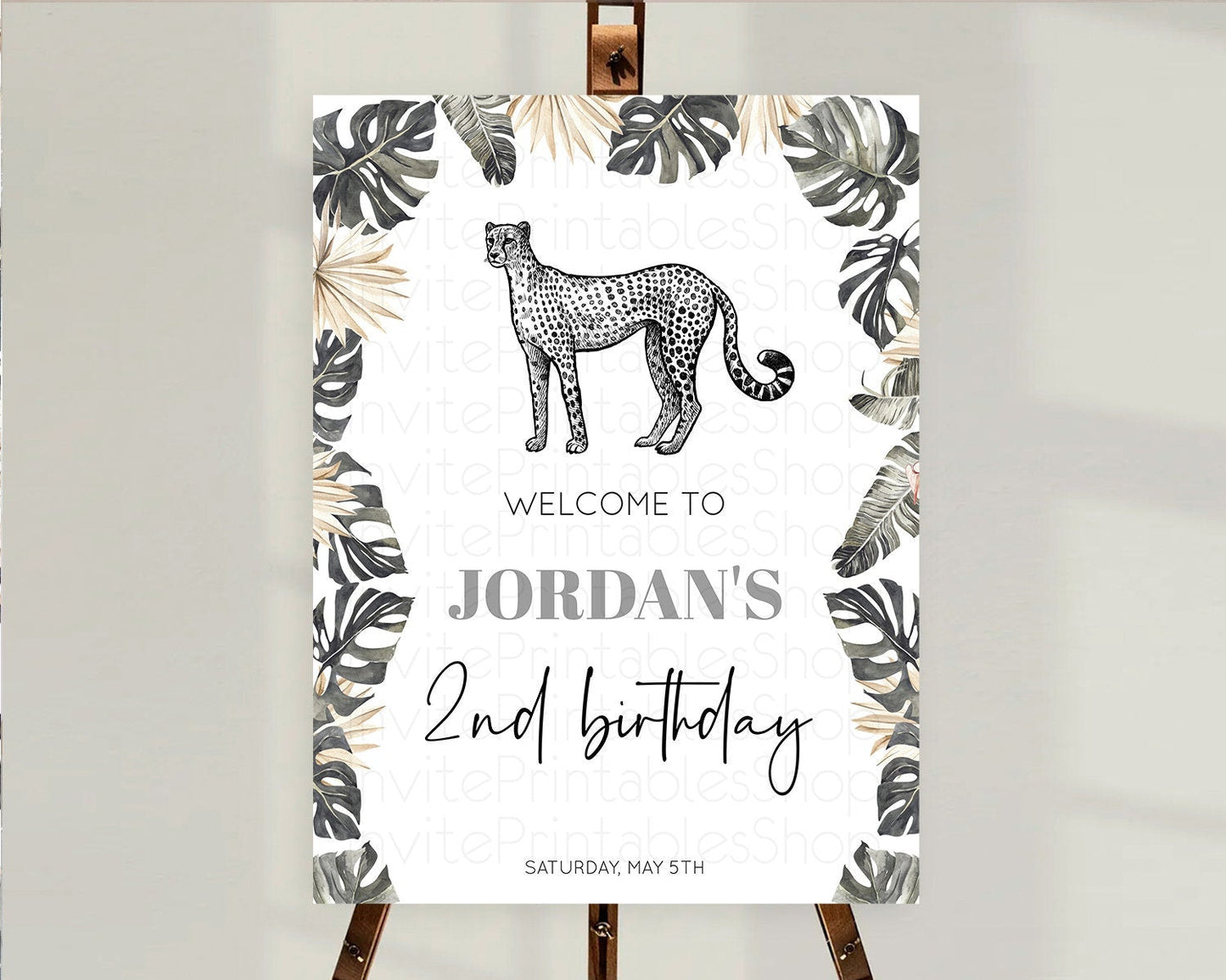 Cheetah Welcome Sign Cheetah Welcome Board Cheetah Party Welcome Poster Safari Adventure Decor Cheetah First Birthday Welcome Sign D10823