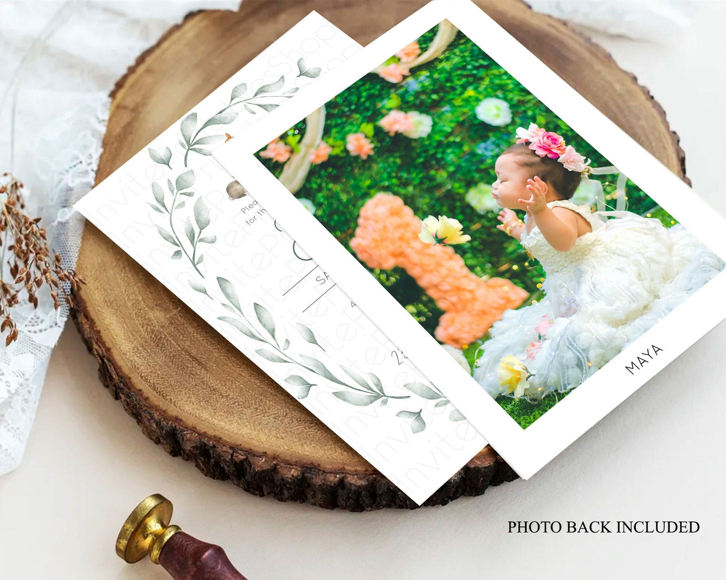 Fawn Baptism Invitation Deer Baptism 1st Birthday Invitation Enchanted Forest Christening Invitation Pastel Garden Butterfly Floral D10872