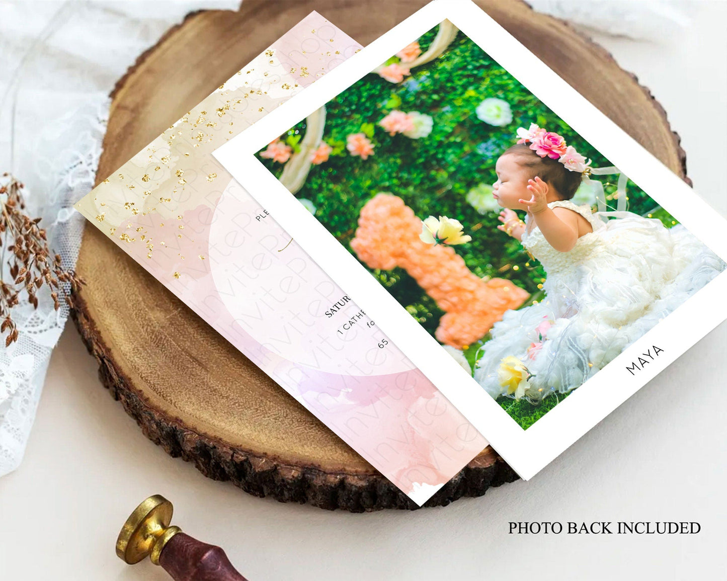 Pastel Baptism Invitation Pastel Colors Watercolor Baptism 1st Birthday Party Gold Ombre Pastel Rainbow Christening Holy Communion D10627