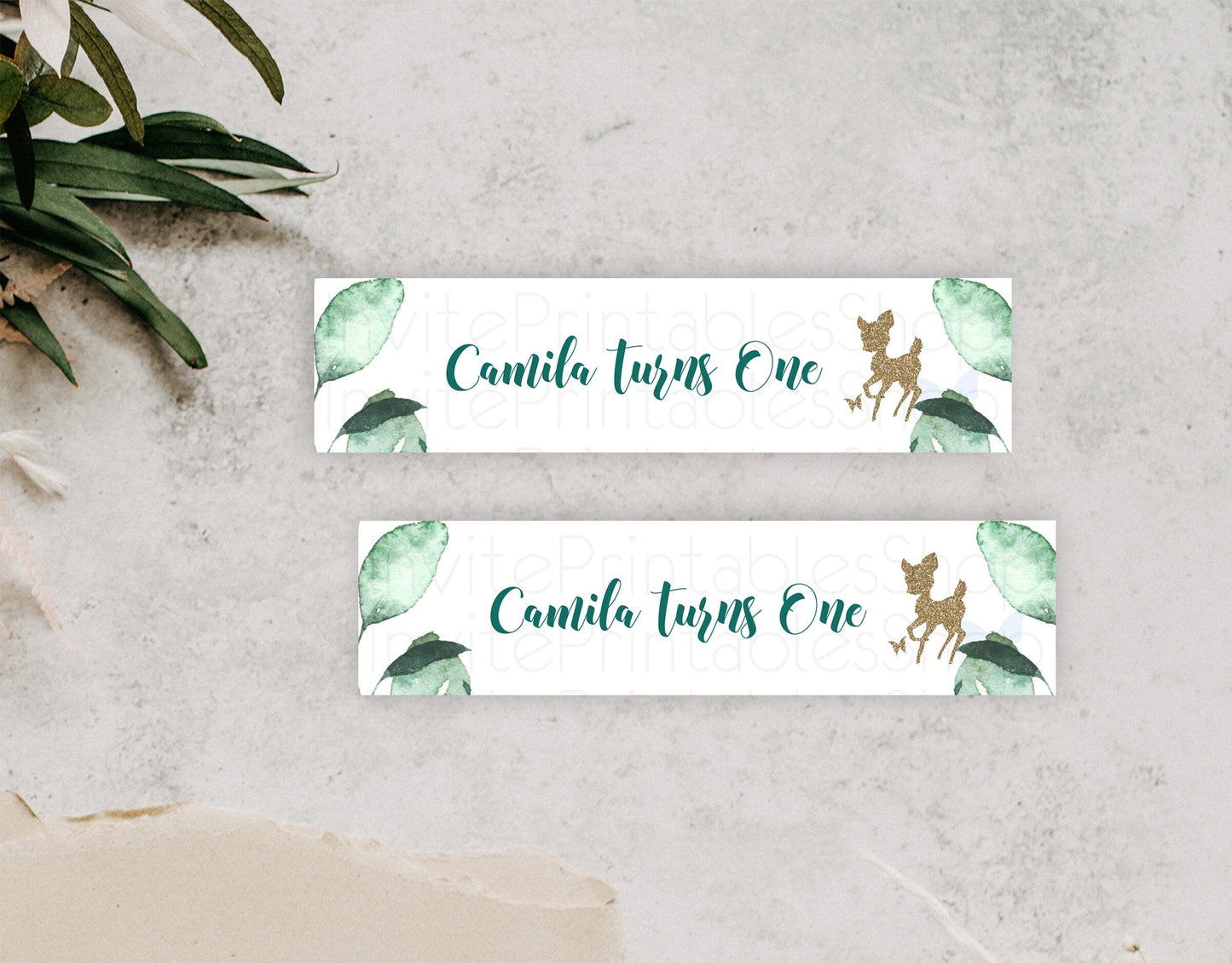Fawn Deer Water Label Template Pastel Floral Deer Enchanted Forest Butterfly Party Decor Birthday Baptism Baby Shower Bridal Shower D10882