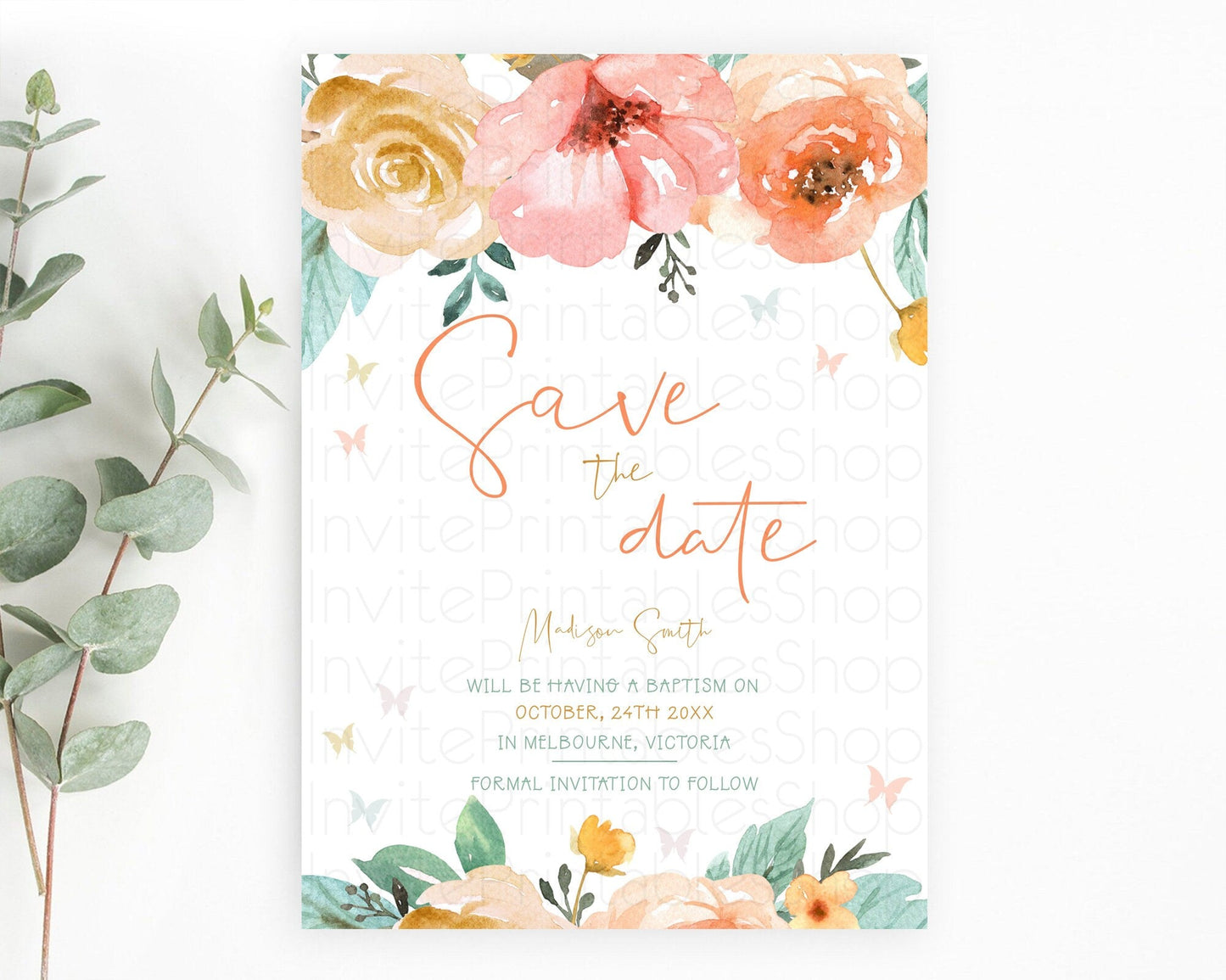 Wildflower Save The Date Template Secret Garden Save The Date Pastel Floral Garden Party Boho Flowers Birthday Baby Shower Wedding D10347