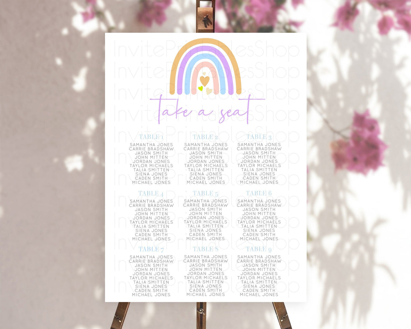 Pastel Rainbow Seating Chart Boho Rainbow Seating Chart Rainbow Seating Chart Pastel Seating Chart Boho Rainbow Seating Sign D10238