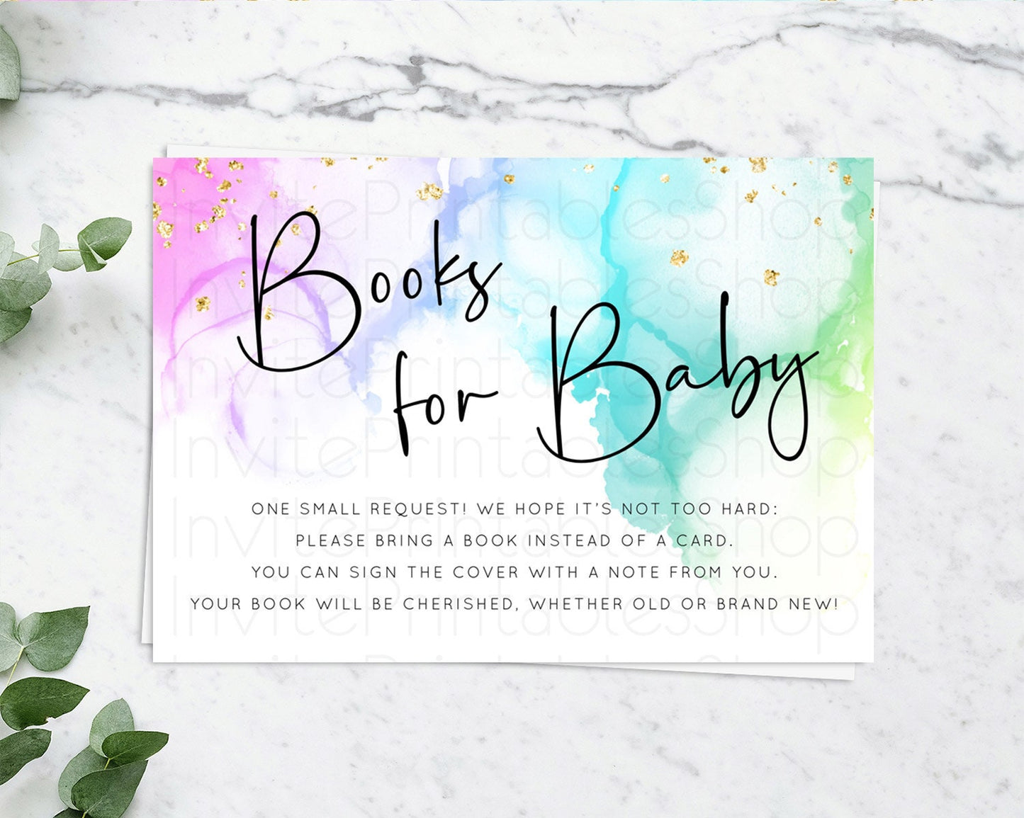 Pastel Books For Baby Card Pastel Rainbow Book Insert Colorful Ombre Watercolor Book Card Confetti Glitter Baby Book Poem Request D10181