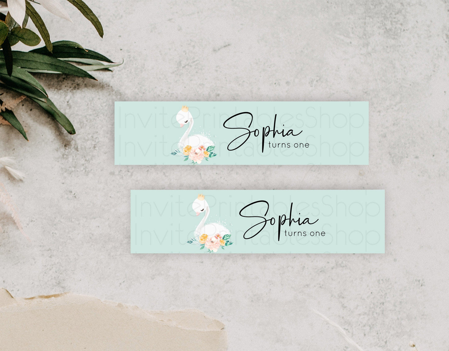Swan Water Label Template Swan Princess Ballet Party Decor Enchanted Secret Garden Pastel Floral Birthday Baptism Baby Shower D10905