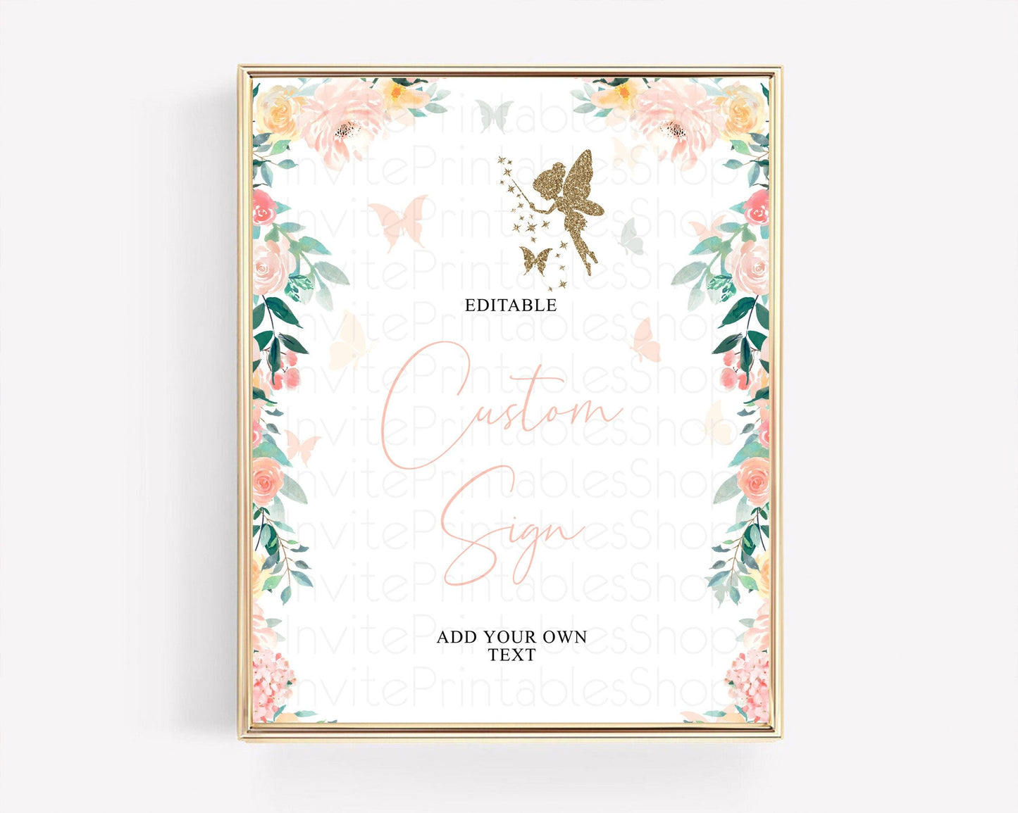 Fairy Sign Enchanted Garden Table Sign Decor Pastel Floral Butterfly Party Secret Garden Birthday Baptism Baby Shower Bridal Shower D10789
