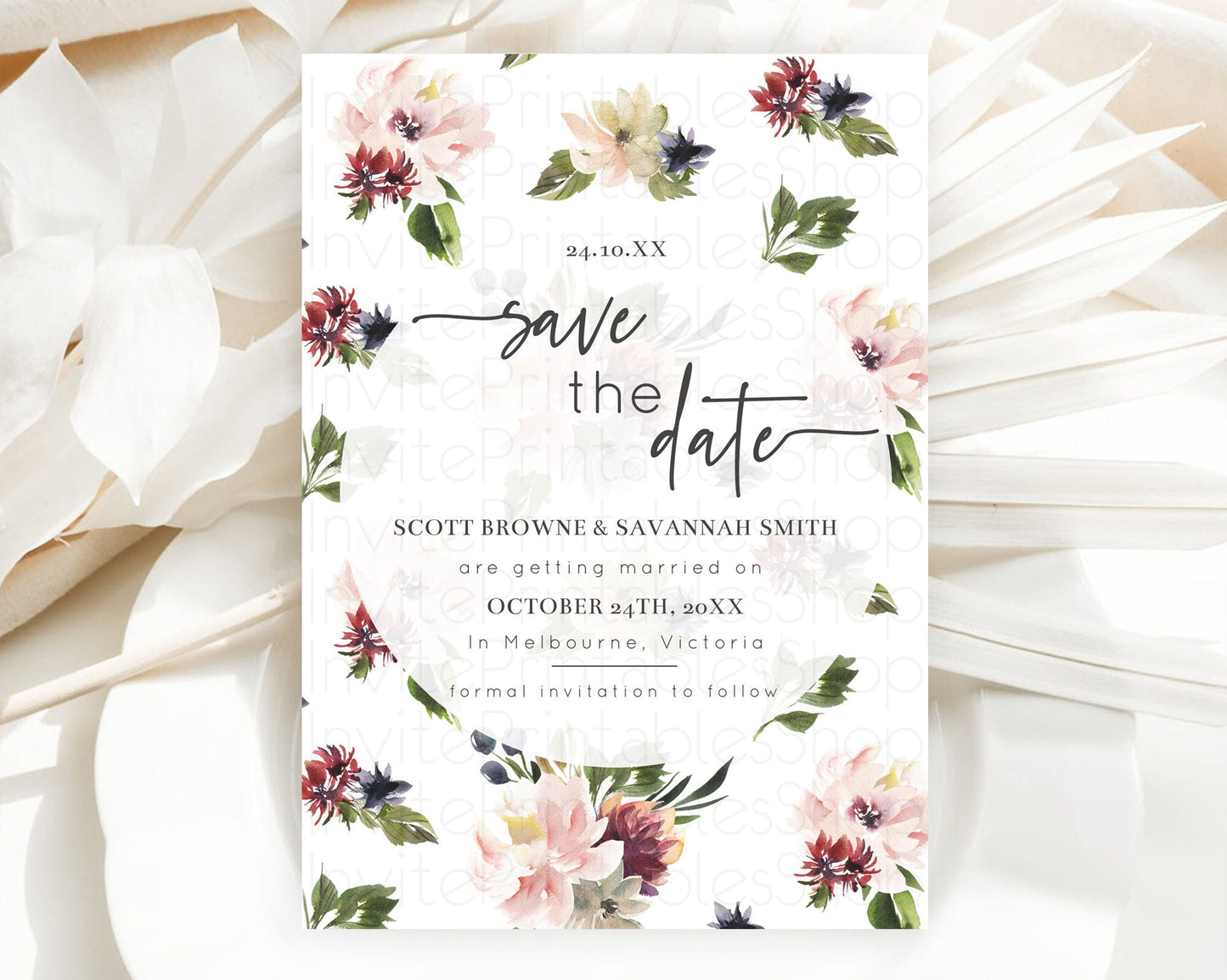 Wildflower Save The Date Template Secret Garden Save The Date Pastel Floral Garden Party Boho Flowers Birthday Baby Shower Wedding D10538