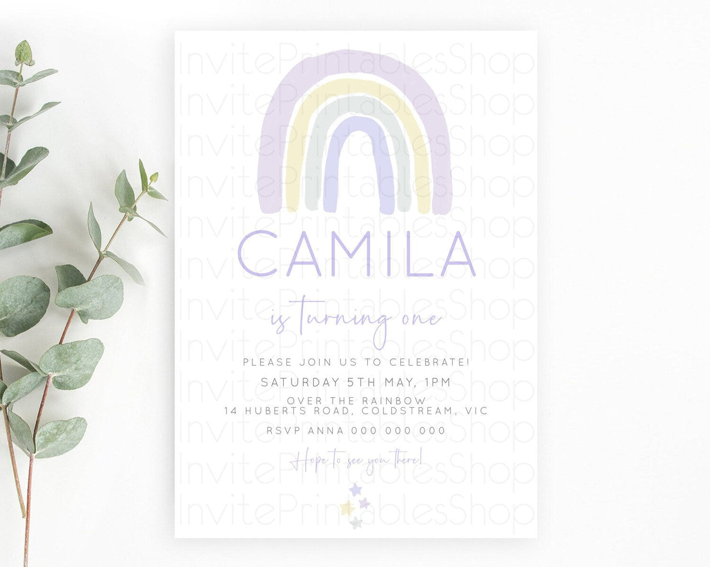 Pastel Rainbow Birthday Invitation Pastel Rainbow Invitation Rainbow Invitation Pastel Invitation Boho Rainbow 1st First Birthday D23105