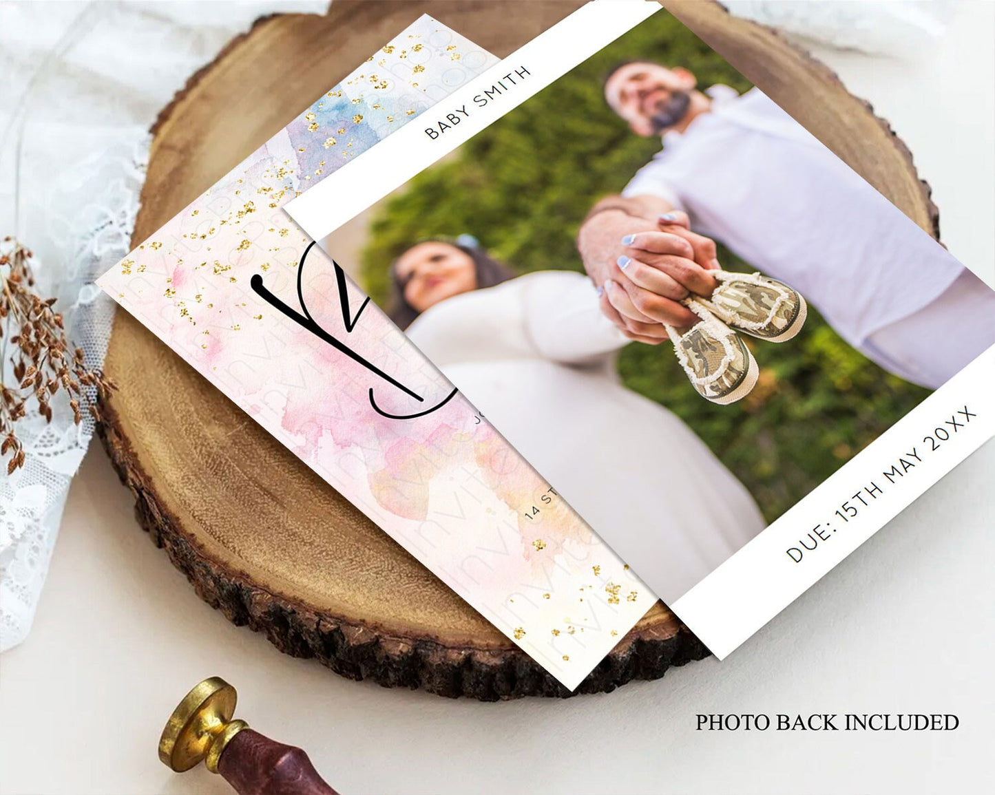 Pastel Rainbow Baby Shower Invitation, Colorful Watercolor, Gold Glitter Sprinkles, Pastel Ombre Splash in Pink, Blue, and Yellow D10263