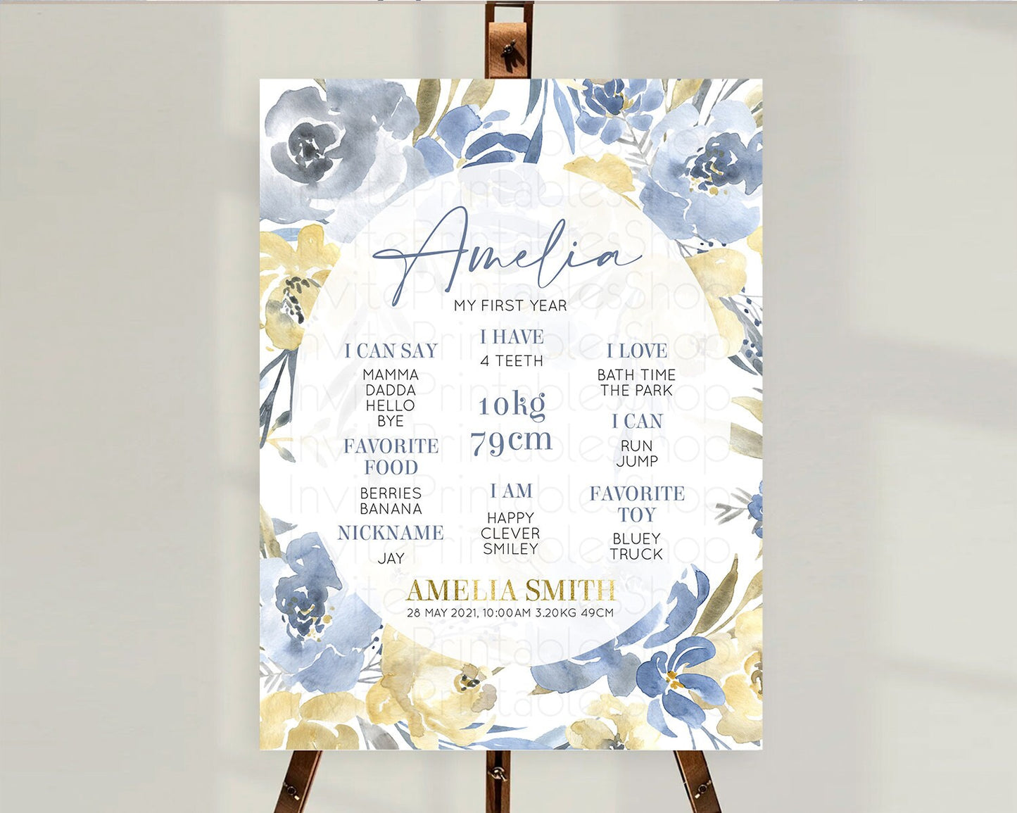 Secret Garden Milestone Board Wildflower First Birthday Milestone Poster Pastel Flowers Milestone Boho Wildflower 1st Birthday Sign D10189