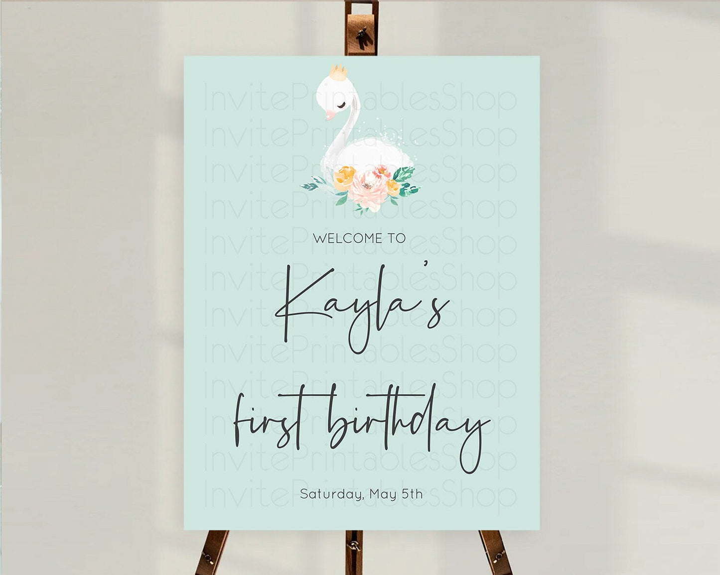 Swan Welcome Board Swan Princess Ballet Welcome Sign Enchanted Swan Lake Secret Garden Pastel Floral First Birthday Welcome Sign D10905