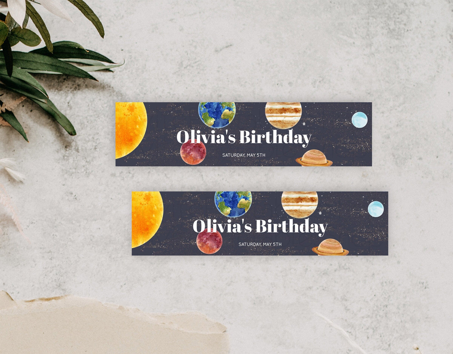 Space Water Label Template Space Adventure Party Decor First Trip Around the Sun Planets Solar System Birthday Baptism Baby Shower D10430