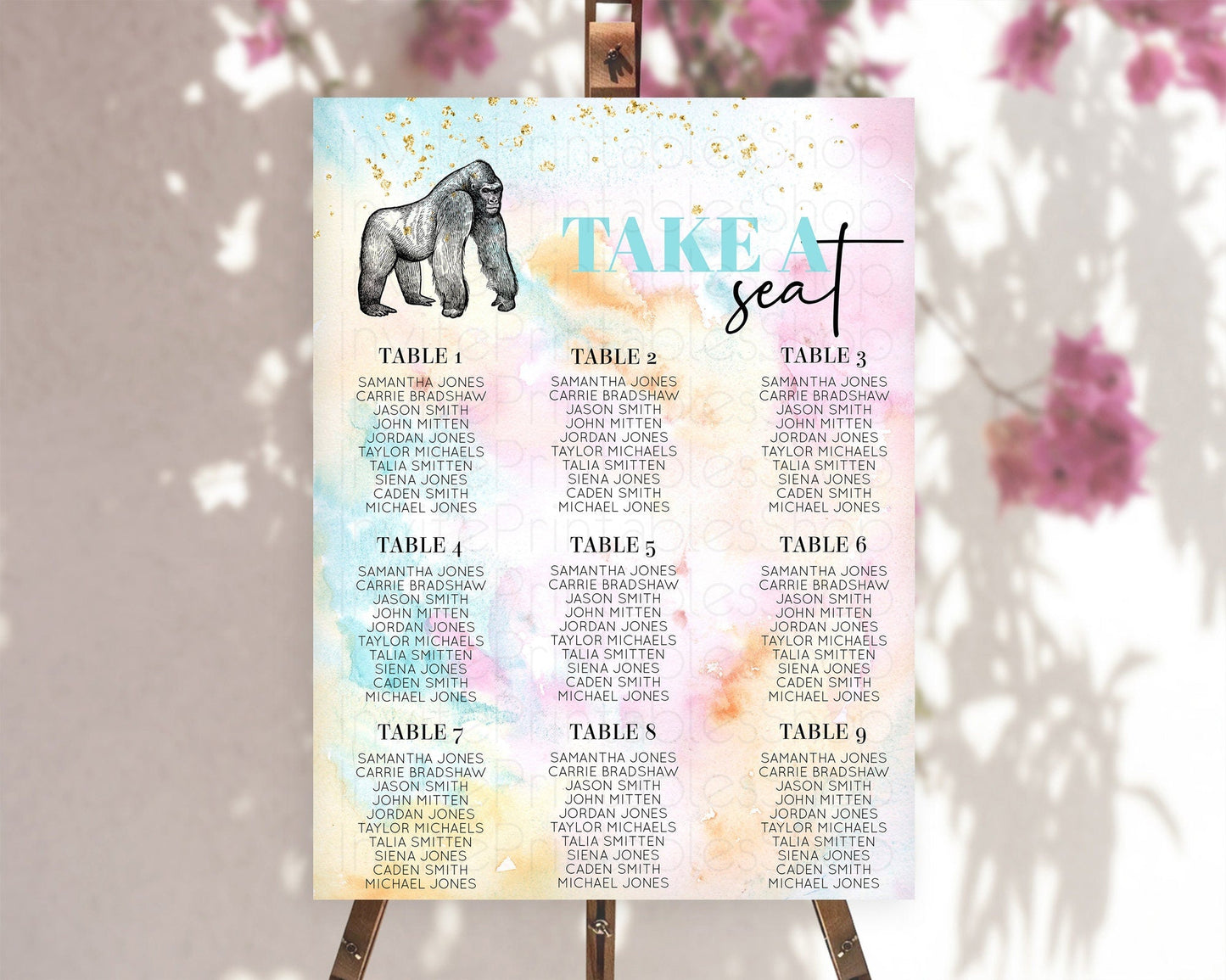 Gorilla Seating Chart Jungle Gorilla Seating Sign Gorilla Party Decor Gorilla Jungle Adventure Zoo Green Palm Leaf Fern Take A Seat D10284