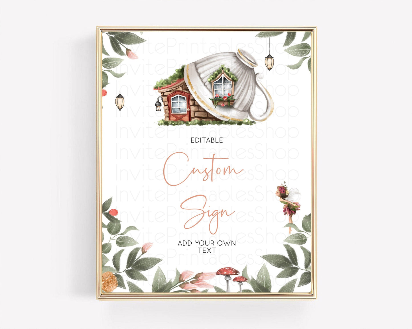 Fairy Sign Enchanted Garden Table Sign Decor Pastel Floral Butterfly Party Secret Garden Birthday Baptism Baby Shower Bridal Shower D10851