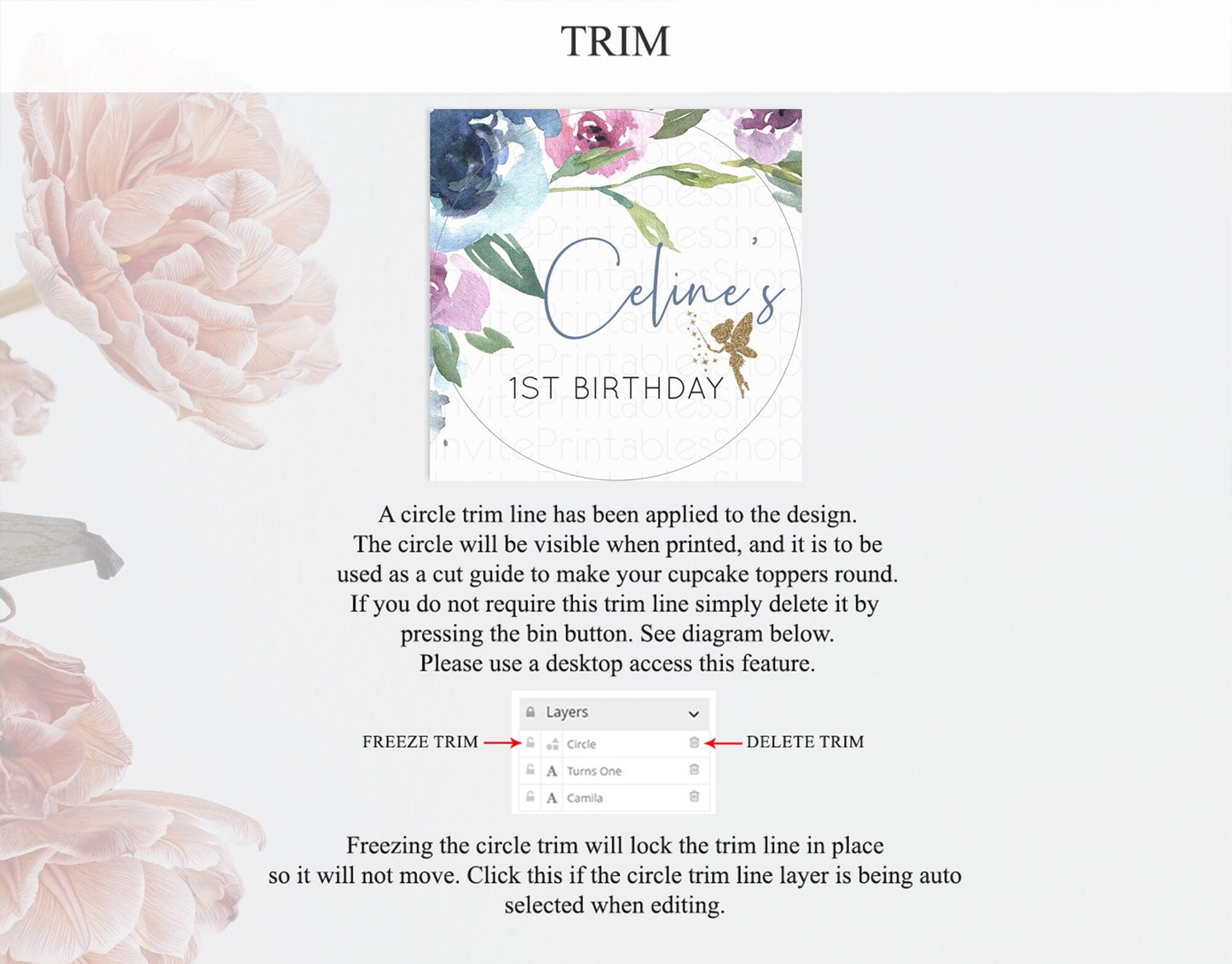 Fairy Cupcake Toppers Pastel Fairy Cupcake Toppers Fairy Floral Garden Cupcake Topper Enchanted Garden Floral Butterfly Party Decor D10188