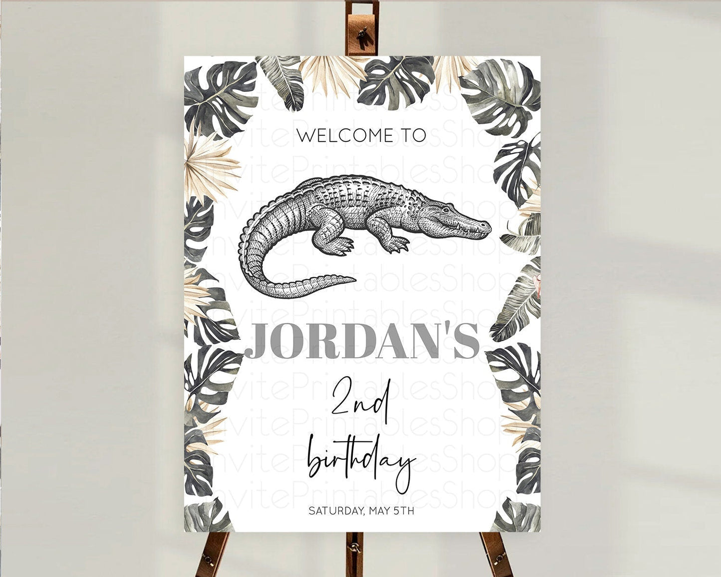 Crocodile Welcome Sign Alligator Welcome Board Croc Gator Party Welcome Poster Safari Decor Croc Gator First Birthday Welcome Sign D10830