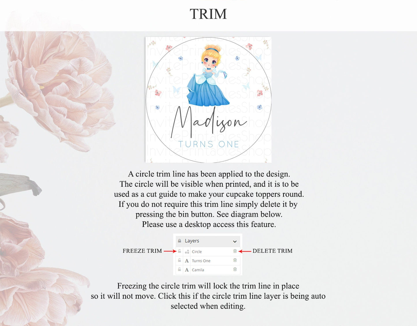 Princess Cupcake Toppers Castle Cupcake Toppers Royal Princess Decor Fairy Tale Enchanted Castle Pastel Floral Garden Table Number D10354