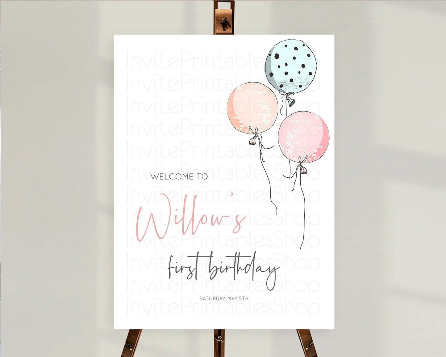 Pastel Balloons Welcome Sign Colorful Balloon Welcome Board Rainbow Balloon Weclome Poster Confetti First Birthday Welcome Sign D10868