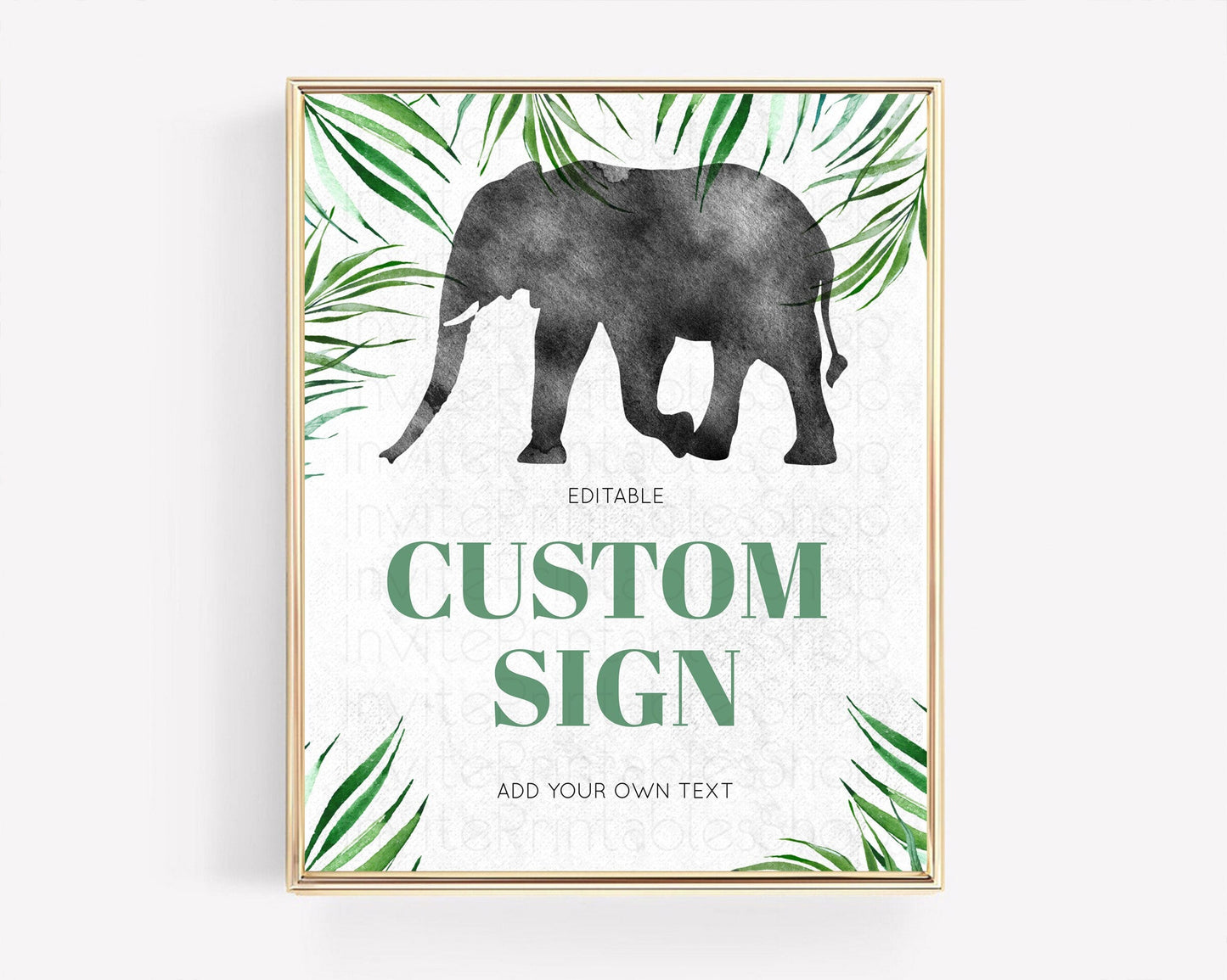 Elephant Sign Elephant Safari Adventure Party Table Sign Decor Dried Palm Fern Zoo 1st Birthday Baptism Baby Shower Bridal Shower D10842
