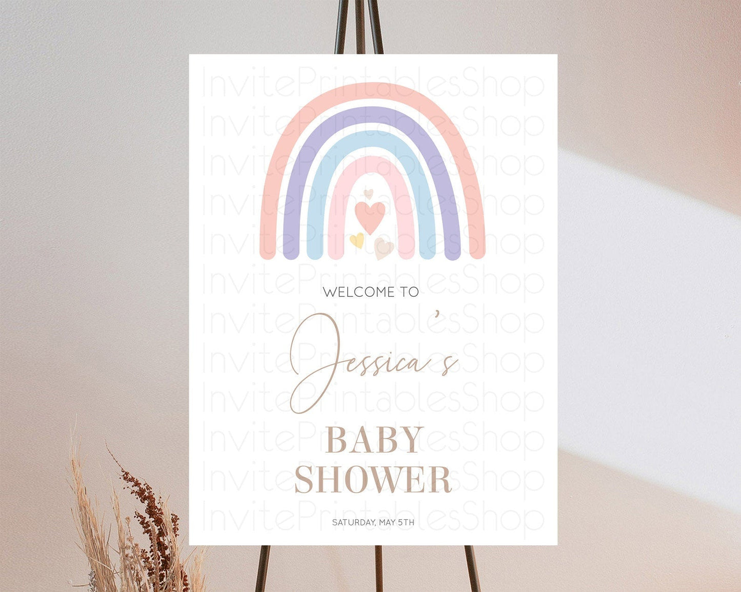 Pastel Rainbow Baby Shower Welcome Sign Boho Rainbow Welcome Board Rainbow Welcome Sign Pastel Welcome Decor Rainbow Welcome Sign D10788