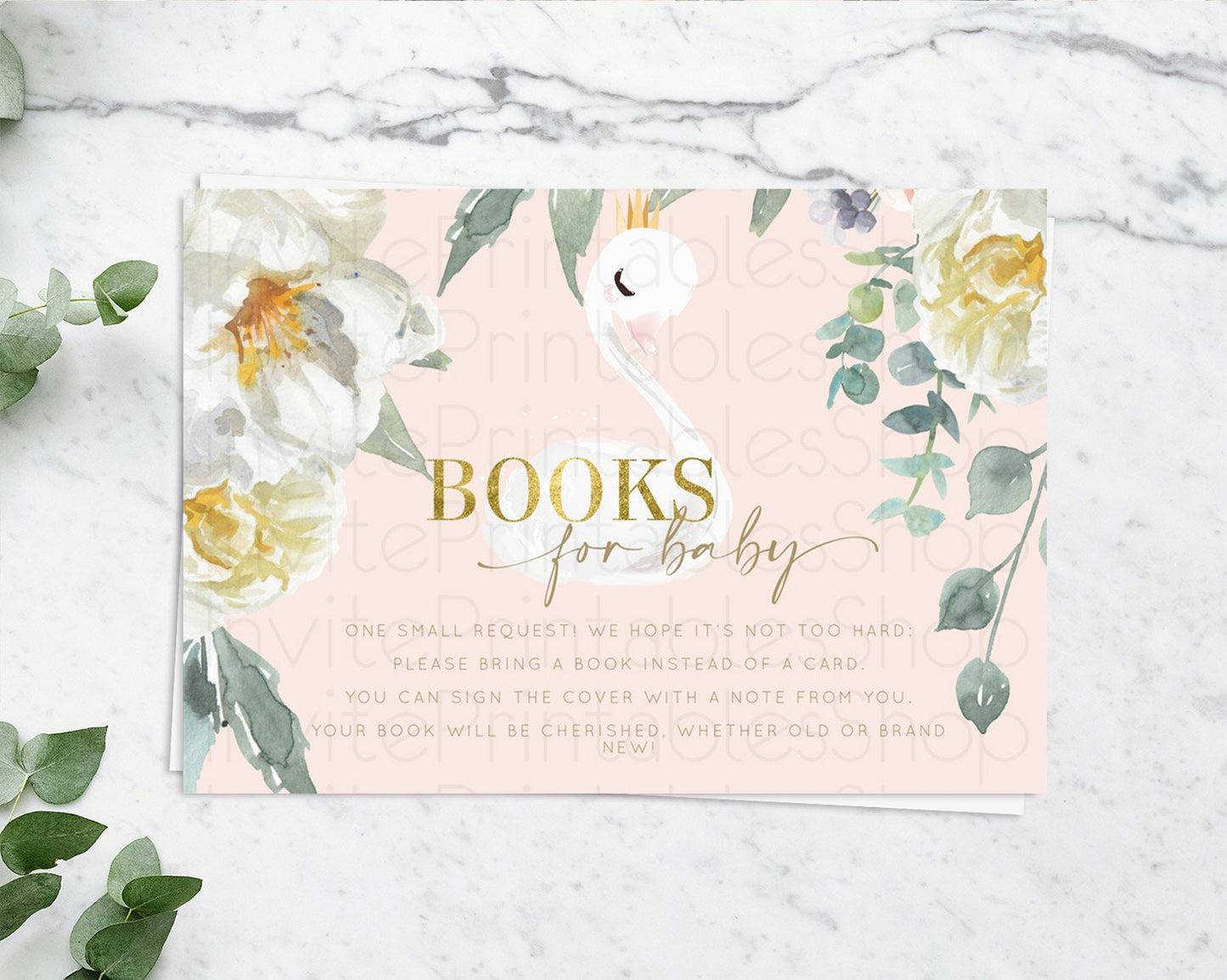 Swan Books For Baby Card Swan Princess Ballet Book Insert Enchanted Swan Lake Book Card Secret Garden Floral Book Poem Request D10115