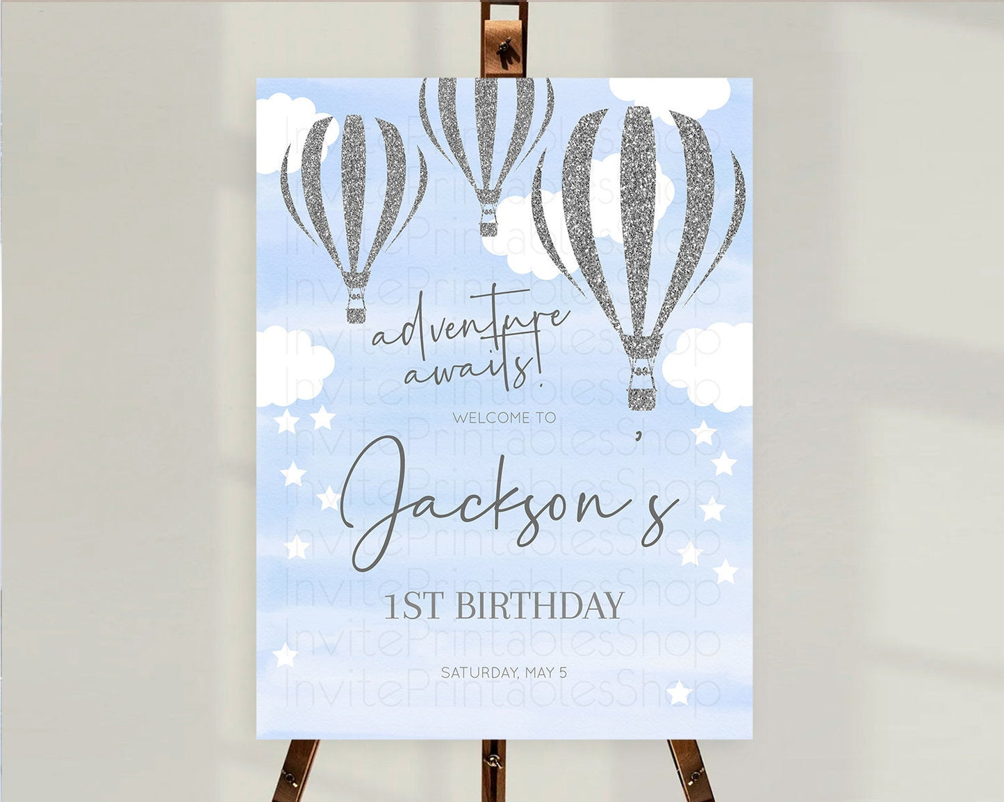 Hot Air Balloon First Birthday Welcome Board Hot Air Balloon Welcome Board Adventure Awaits Watercolor First Birthday Welcome Sign D10334