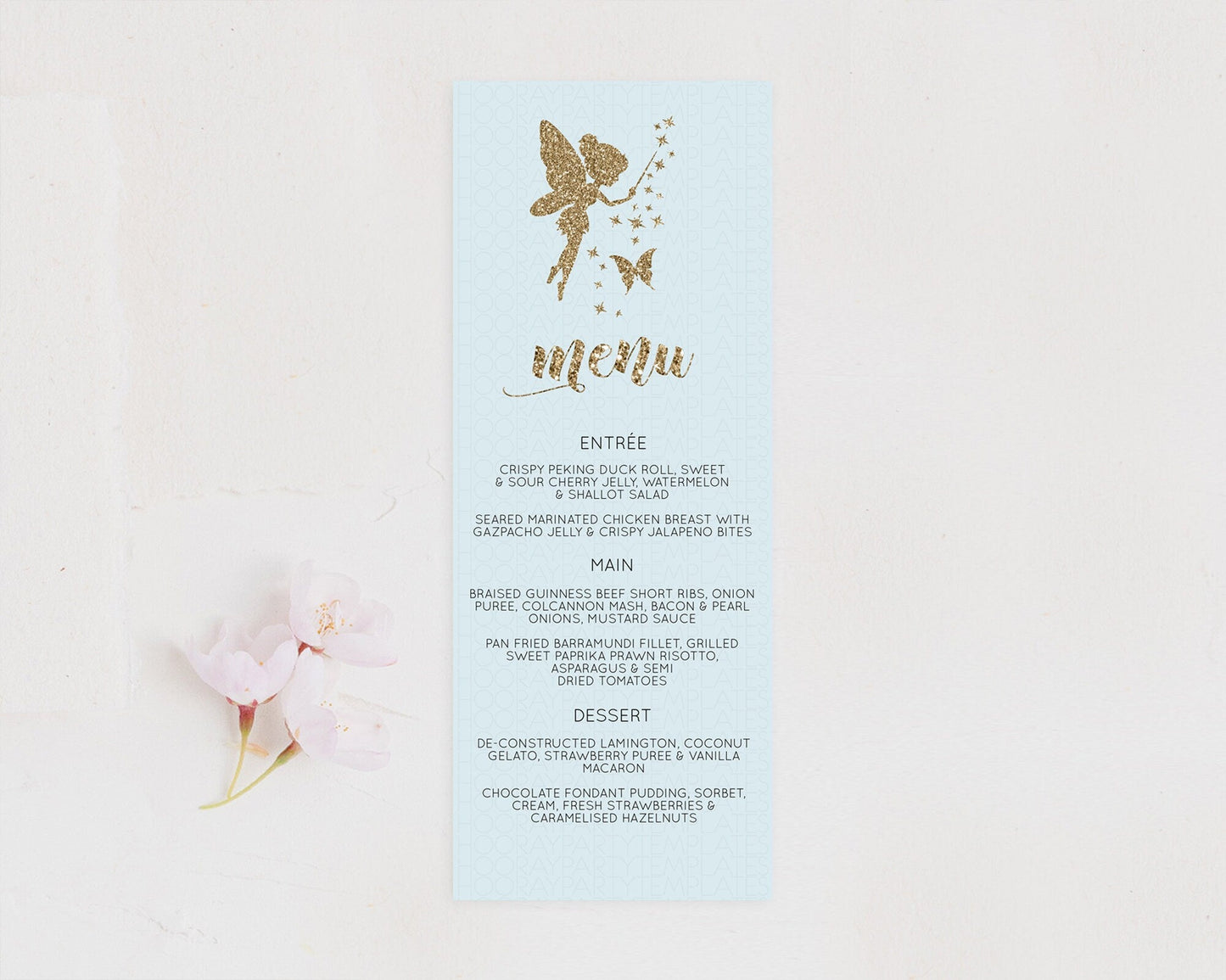 Fairy Menu Fairy Menu Template Enchanted Garden Pastel Floral Butterfly Table Decor Fairy Secret Garden Dinner Dessert Food Menu D10907