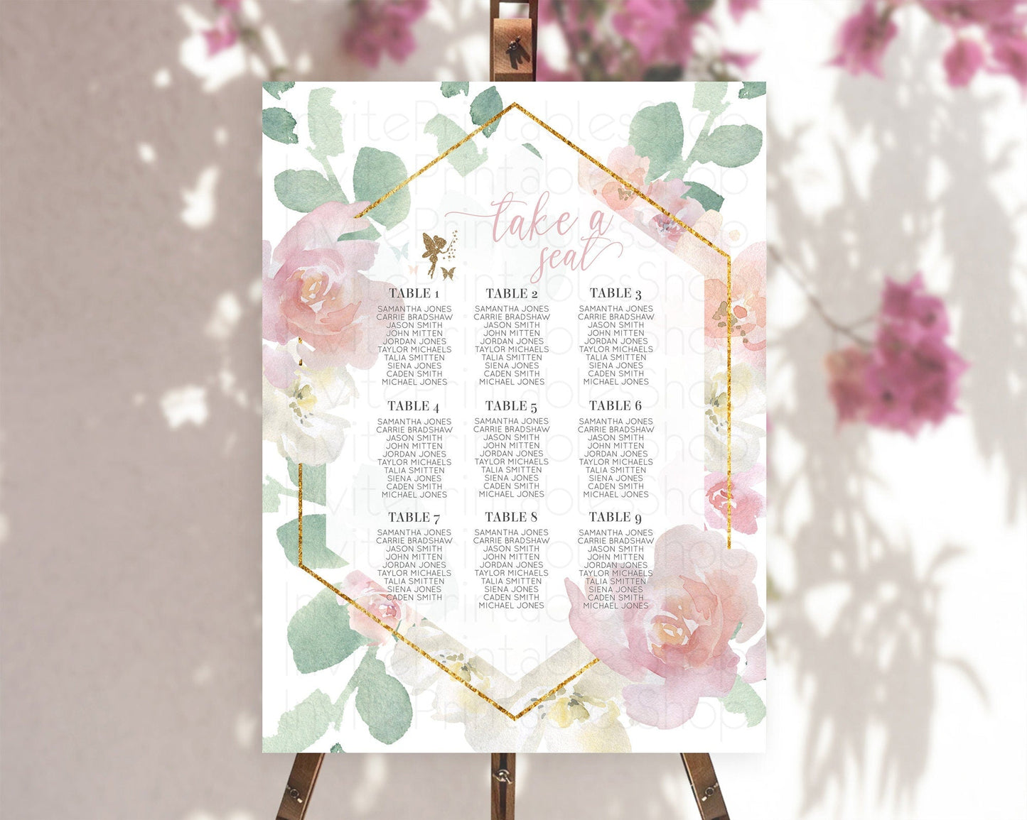 Fairy Seating Chart Pastel Fairy Seating Chart Fairy Tea Party Fairy Garden Seating Sign Enchanted Garden Floral Butterfly Decor D10965