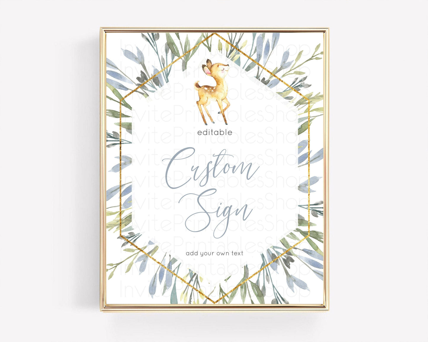 Fawn Deer Sign Pastel Floral Deer Table Sign Decor Enchanted Forest Butterfly Party 1st Birthday Baptism Baby Shower Bridal Shower D10400