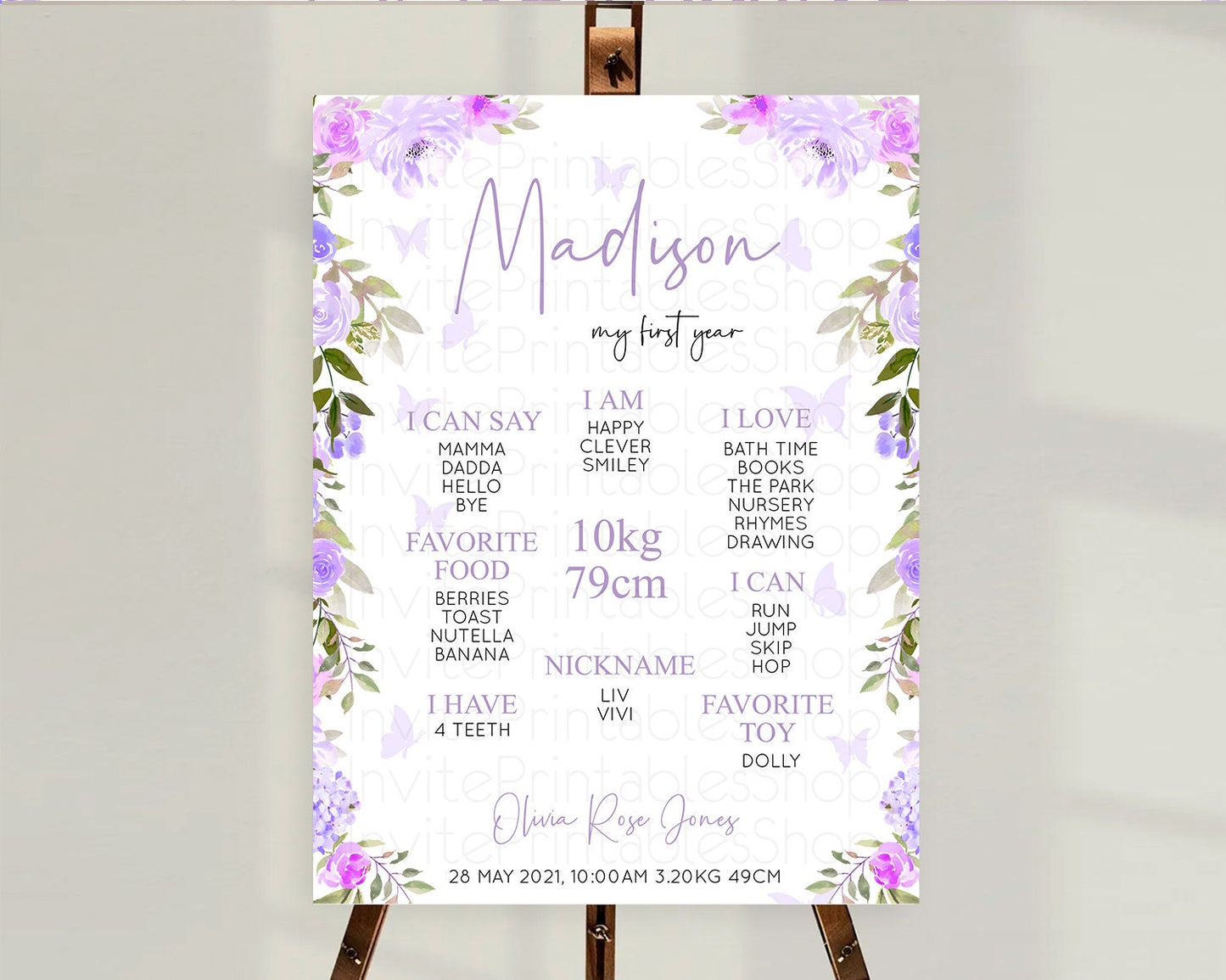 Secret Garden Milestone Board Wildflower First Birthday Milestone Poster Pastel Flowers Milestone Boho Wildflower 1st Birthday Sign D10719