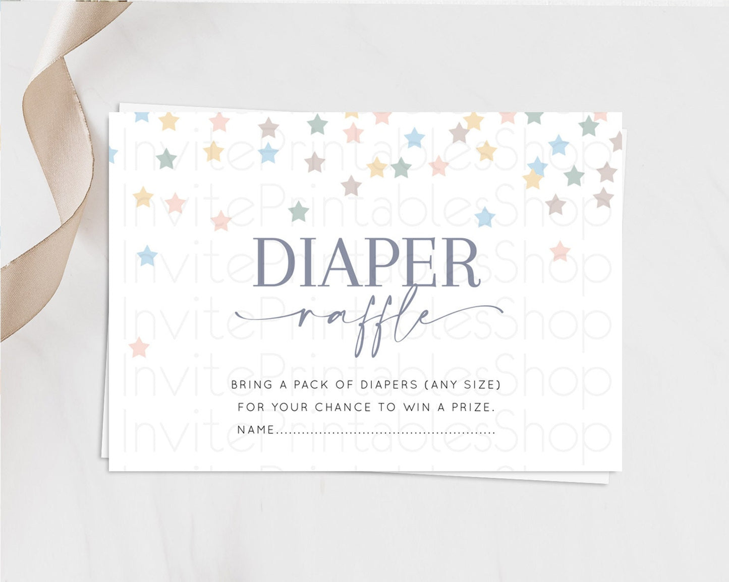 Pastel Star Diaper Raffle Card Shooting Star Diaper Raffle Insert Twinkle Little Star Diaper Ticket Rainbow Confetti Raffle Game D10795