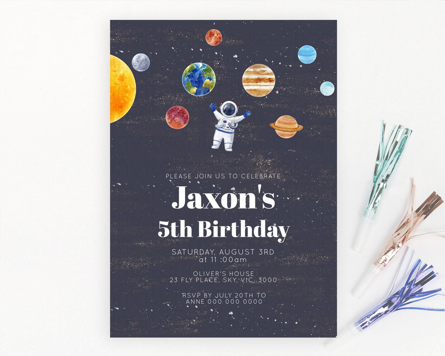 Space Birthday Invitation Space 1st Birthday Invites First Trip Around the Sun Invite Sky Stars Planets Milkyway Solar System Invite D10144
