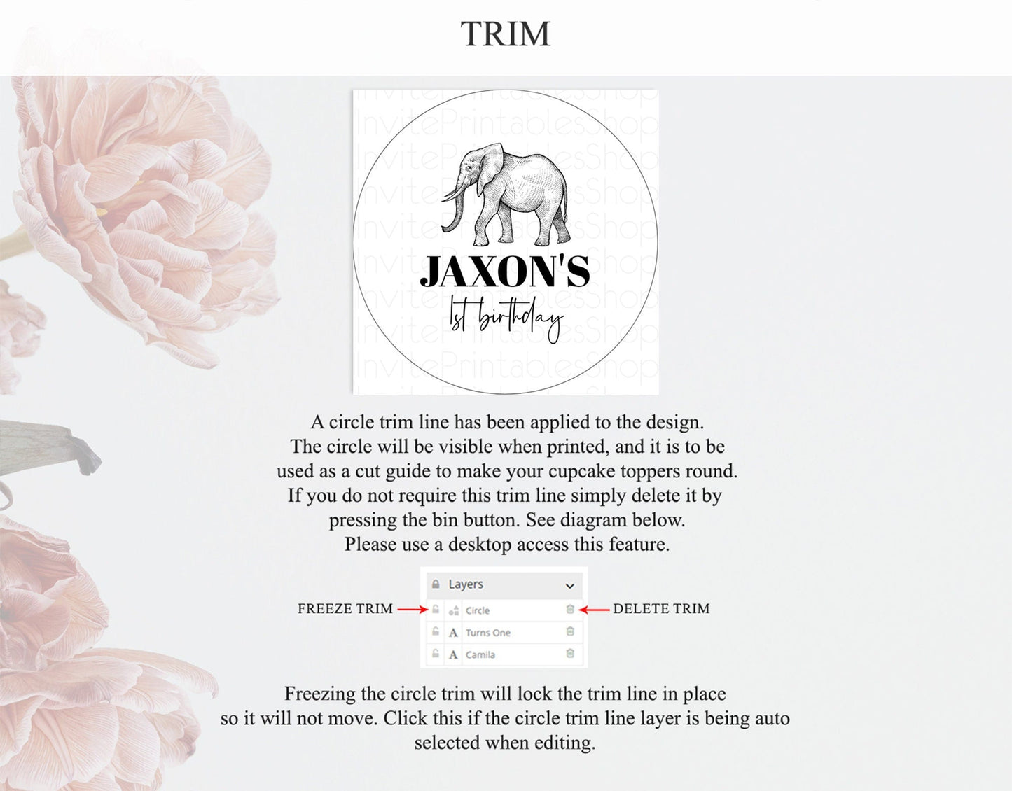 Elephant Cupcake Toppers Elephant Cupcake Elephant Party Safari Adventure Elephant Cupcake Topper Elephant Decor Zoo Fern Palm Leaf D10248