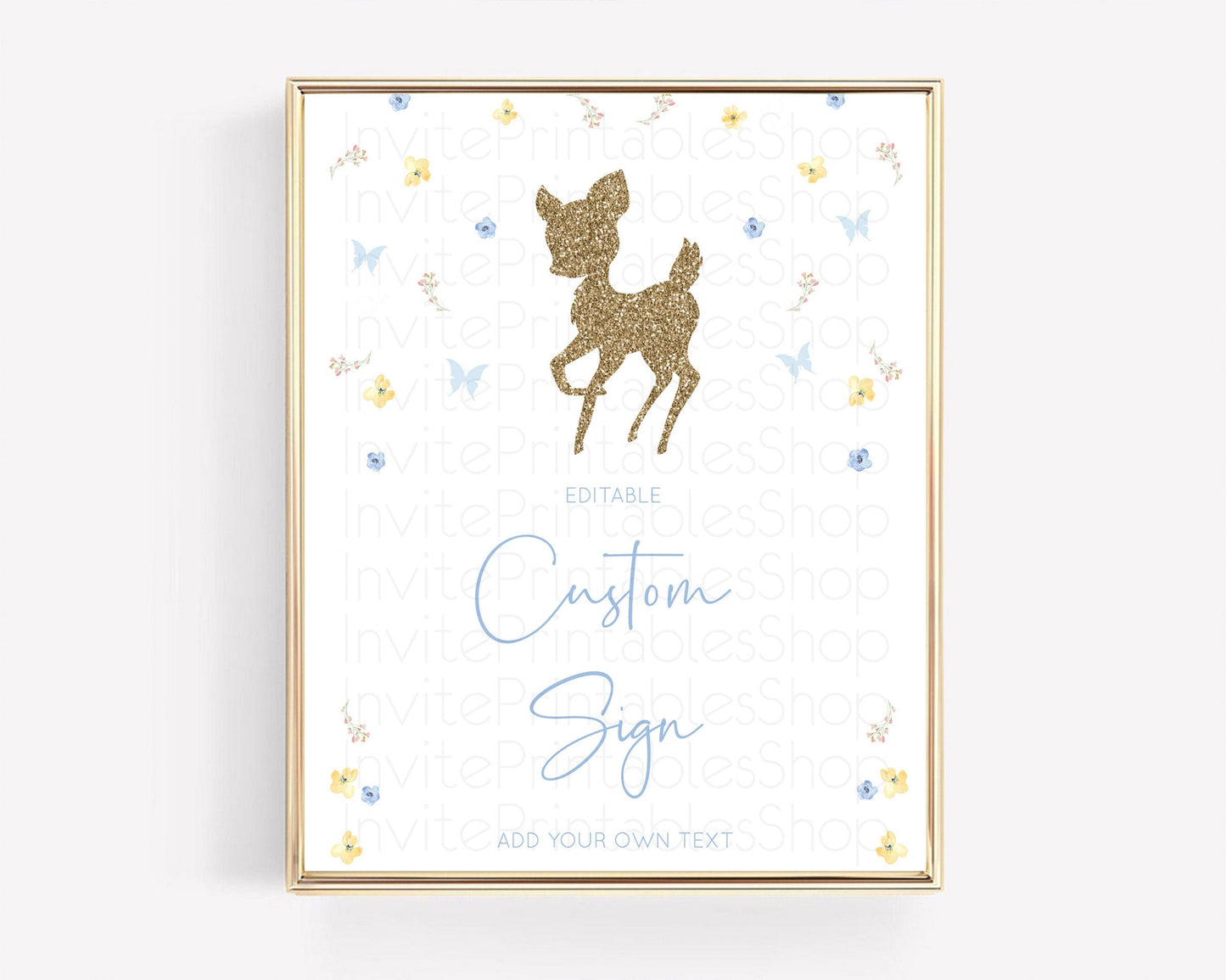 Fawn Deer Sign Pastel Floral Deer Table Sign Decor Enchanted Forest Butterfly Party 1st Birthday Baptism Baby Shower Bridal Shower D10360