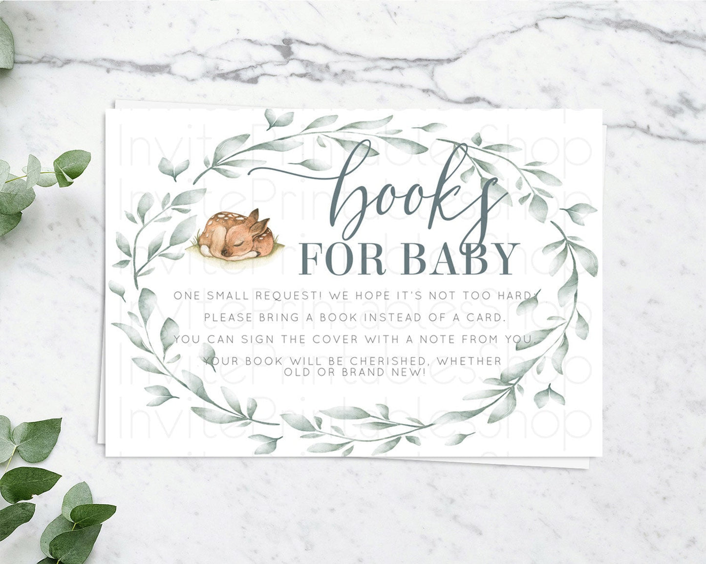 Fawn Books For Baby Card Deer Book Insert Floral Deer Book Card Enchanted Forest Butterfly Pastel Baby Shower Book Poem Request D10935