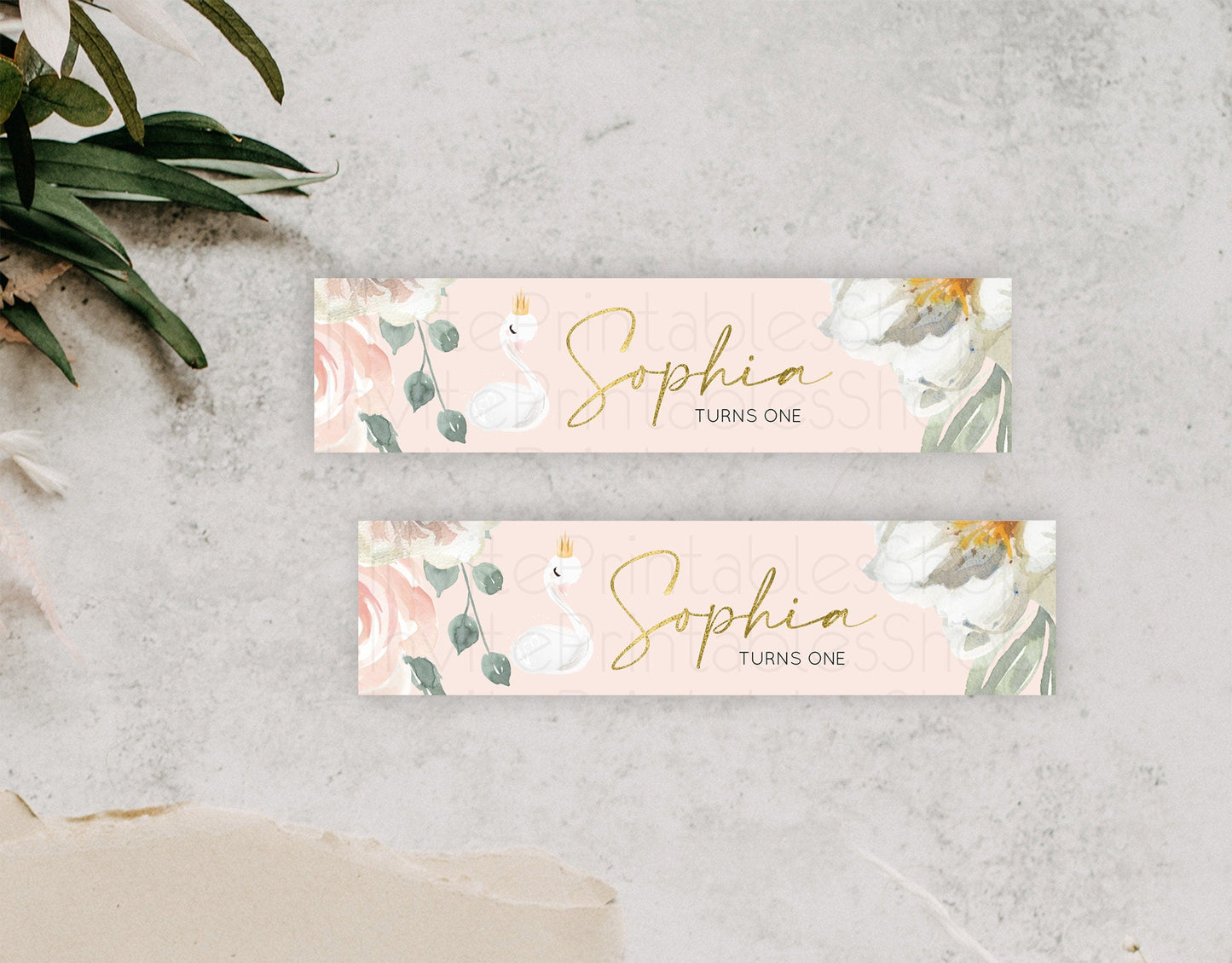 Swan Water Label Template Swan Princess Ballet Party Decor Enchanted Secret Garden Pastel Floral Birthday Baptism Baby Shower D10115