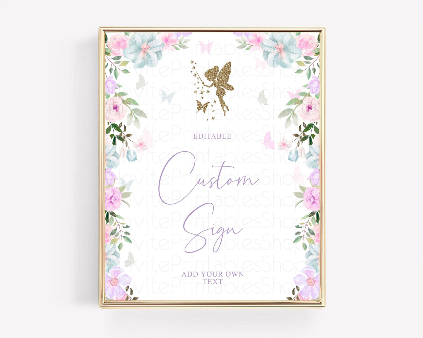 Fairy Sign Enchanted Garden Table Sign Decor Pastel Floral Butterfly Party Secret Garden Birthday Baptism Baby Shower Bridal Shower D10475