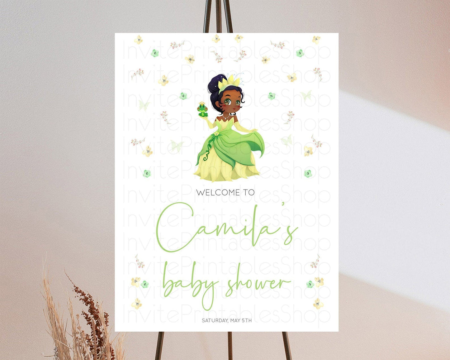 Princess Baby Shower Welcome Sign Castle Welcome Board Secret Garden Enchanted Castle Pastel Floral Garden Baby Shower Welcome Sign D10348