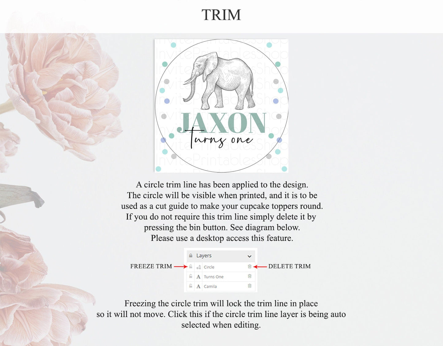 Elephant Cupcake Toppers Elephant Cupcake Elephant Party Safari Adventure Elephant Cupcake Topper Elephant Decor Zoo Fern Palm Leaf D10859