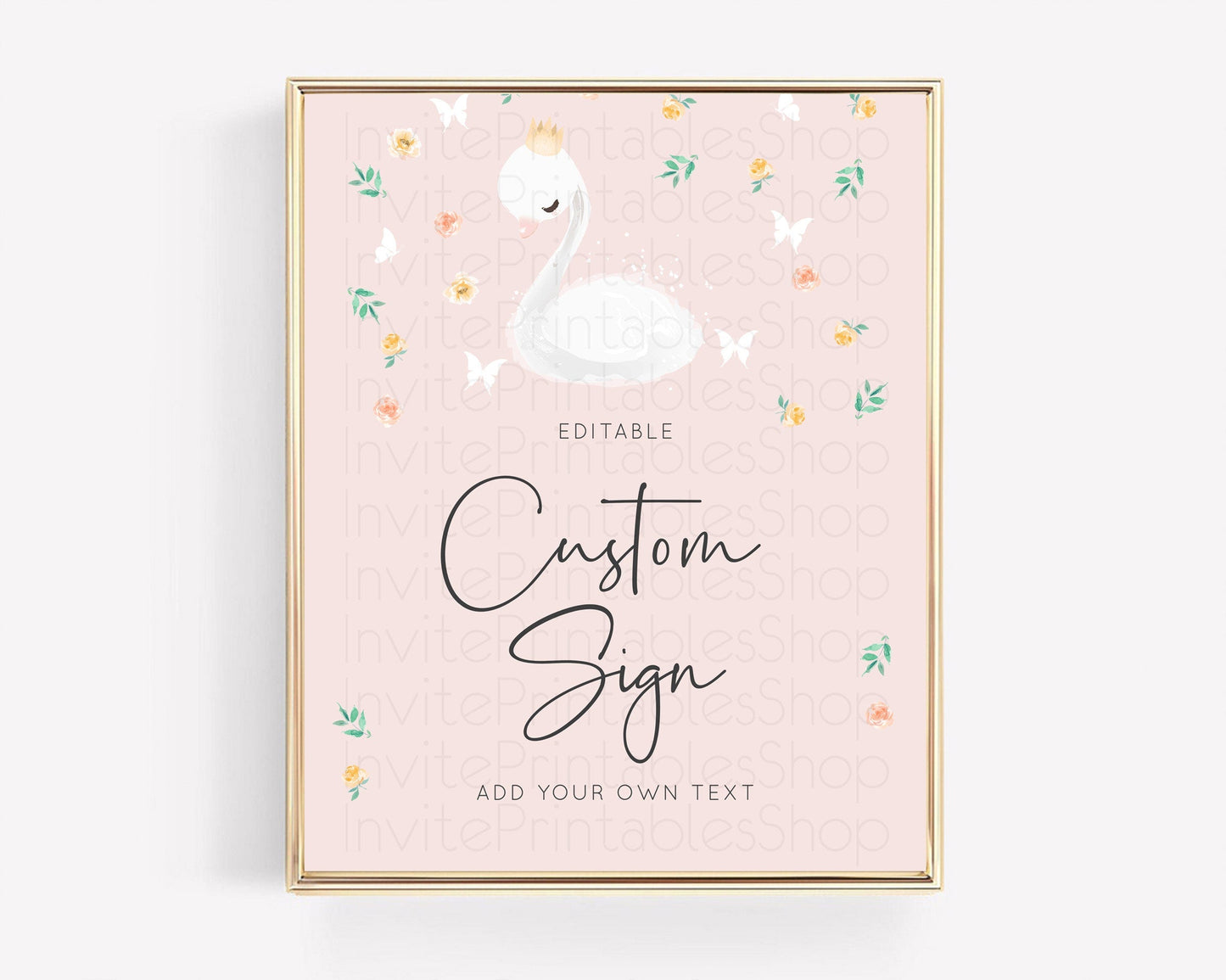 Swan Table Sign Decor Swan Princess Ballet Party Enchanted Swan Lake Secret Garden Pastel Floral 1st Birthday Baptism Baby Shower D10388