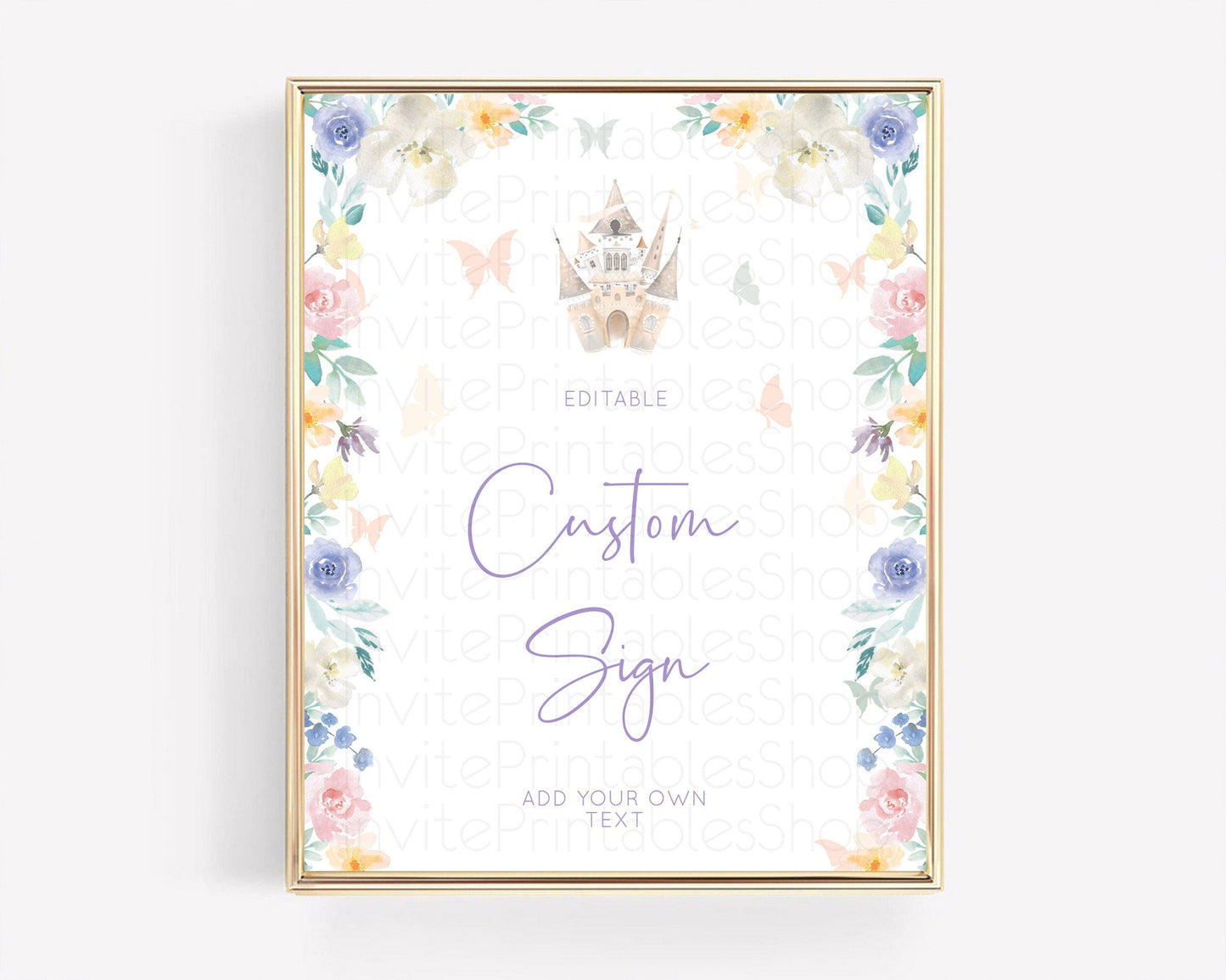 Princess Party Table Sign Decor Secret Garden Enchanted Castle Pastel Floral Royal Party For 1st Birthday Baptism Baby Shower D10709