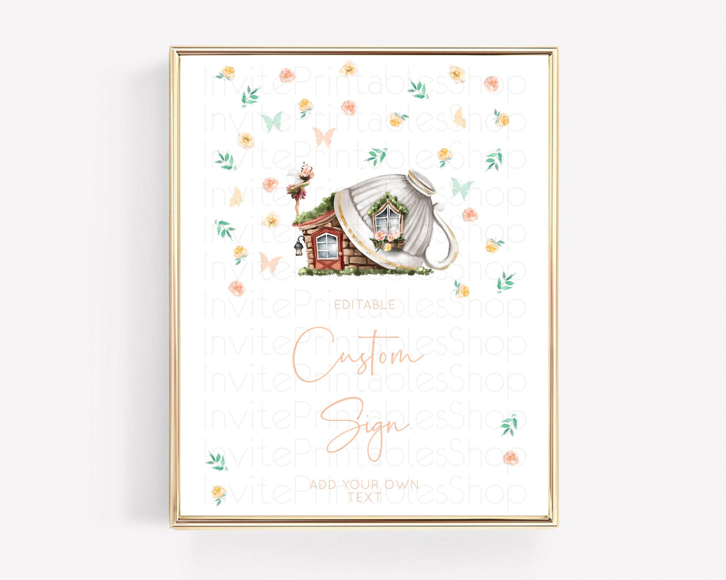 Fairy Sign Enchanted Garden Table Sign Decor Pastel Floral Butterfly Party Secret Garden Birthday Baptism Baby Shower Bridal Shower D10383