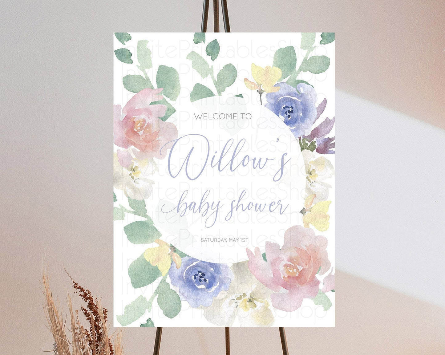 Secret Garden Baby Shower Welcome Sign Wildflower Welcome Board Pastel Flower Garden Welcome Poster Boho Wildflower Welcome Sign D10860