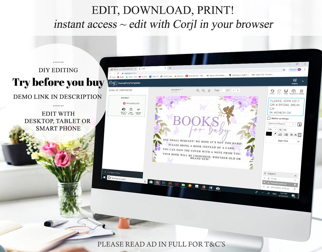 Fairy Floral Books for Baby Card Enchanted Garden Book Insert Glitter Gender Neutral Book Instead Card Pastel Colors Book Poem Request 47